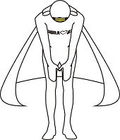 お辞儀をしているシラオ仮面のイラスト