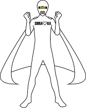 ガッツポーズをしているシラオ仮面のイラスト
