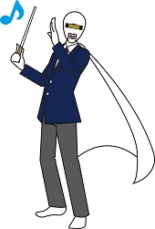 ブレザー制服を着て指揮棒を持っているシラオ仮面のイラスト