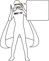 吹き出しがついたシラオ仮面のイラスト