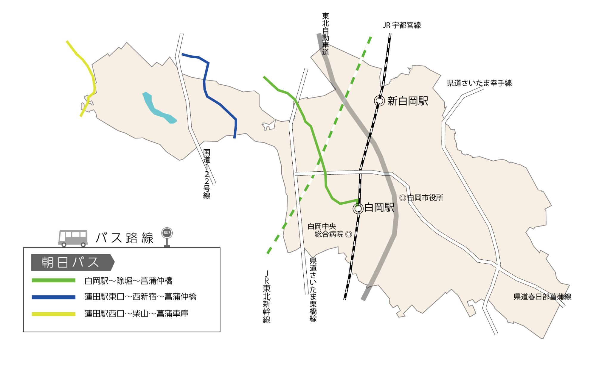 朝日バスの路線図