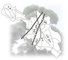 白岡市内の小中学校の分布図