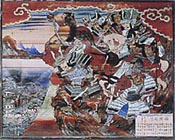 源平合戦が描かれた柴山の諏訪八幡神社奉納絵馬の写真