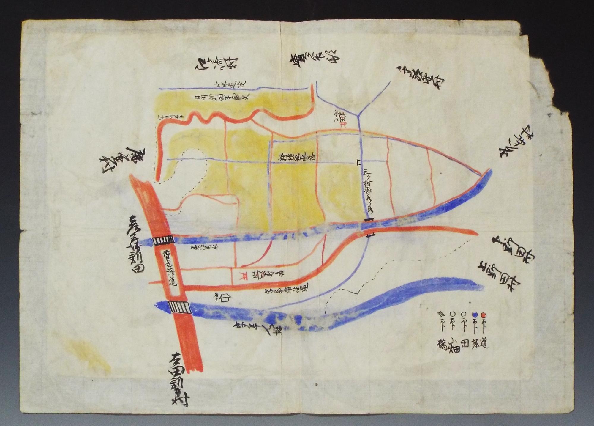 日川新田半蔵受（請）地周辺絵図